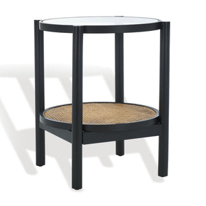 Safavieh Karyna Rattan And Glass Accent Table Black / Natural SFV2301B