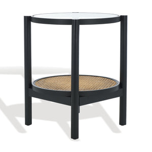 Safavieh Karyna Rattan And Glass Accent Table Black / Natural SFV2301B