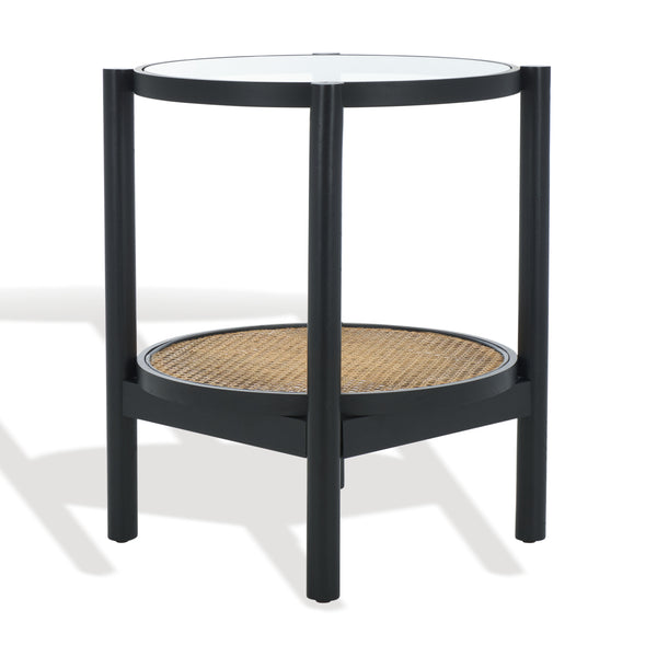 Safavieh Karyna Rattan And Glass Accent Table Black / Natural SFV2301B