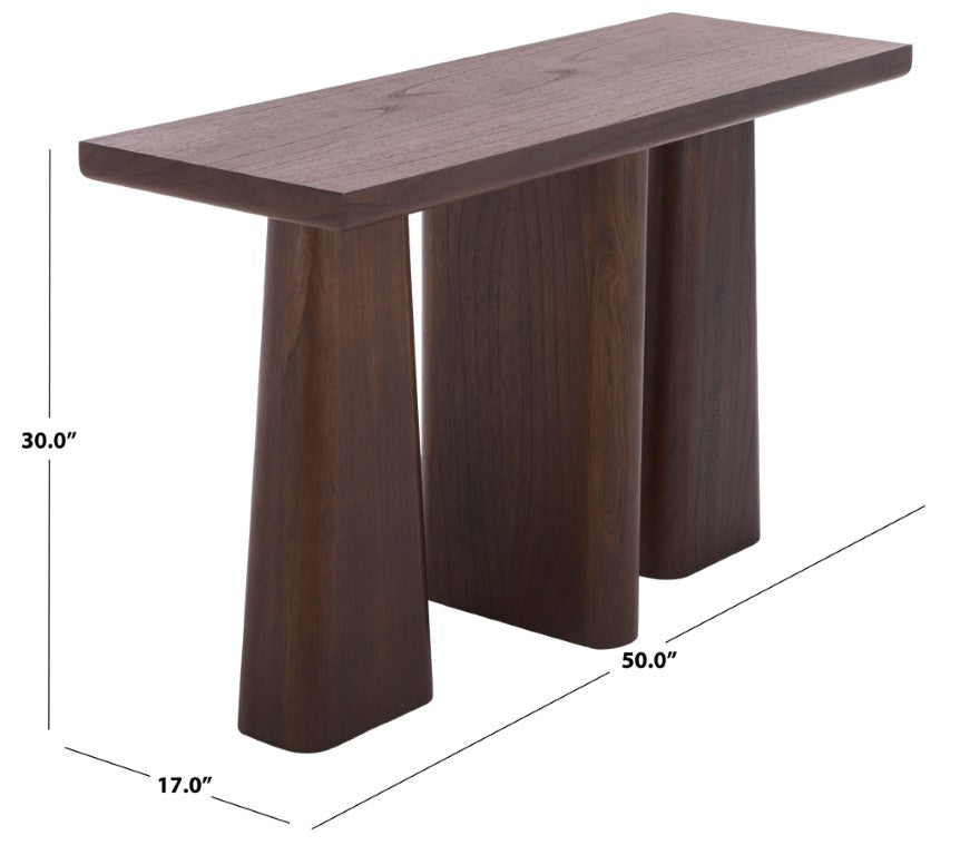 Safavieh Ryllae Elm Wood Sofa Table Slim Walnut Finish Entryway or Living Room Accent SFV2303C-2BX