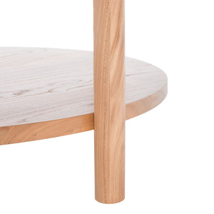 Safavieh Puck Round Marble Top Coffee Table - Two-tiered Natural Wood Base For Stylish Home Decor Display Natural ,White Wood ,Marble Sfv2305a