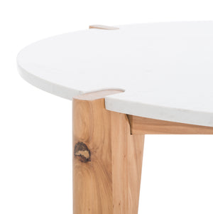 Safavieh Garcia Modern Marble Top Coffee Table – Asymmetrical Design With Elegant Wooden Legs For Your Home Natural ,White Wood ,Marble Sfv2306a