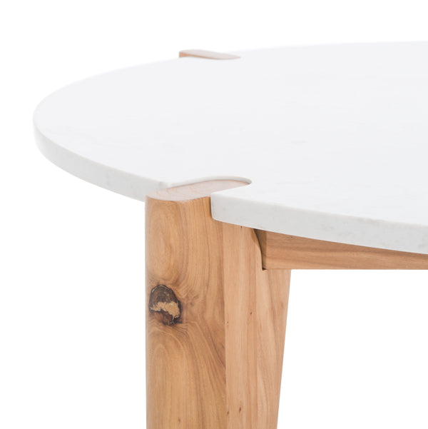 Safavieh Garcia Modern Marble Top Coffee Table – Asymmetrical Design With Elegant Wooden Legs For Your Home Natural ,White Wood ,Marble Sfv2306a