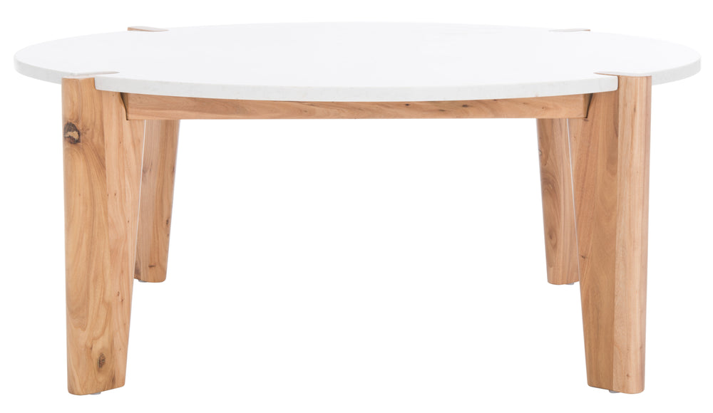 Safavieh Garcia Modern Marble Top Coffee Table – Asymmetrical Design With Elegant Wooden Legs For Your Home Natural ,White Wood ,Marble Sfv2306a