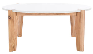 Safavieh Garcia Modern Marble Top Coffee Table – Asymmetrical Design With Elegant Wooden Legs For Your Home Natural ,White Wood ,Marble Sfv2306a