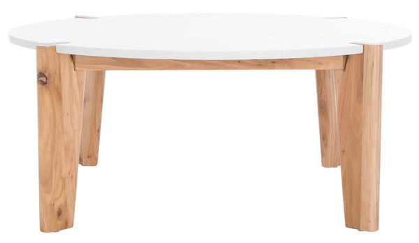 Safavieh Garcia Modern Marble Top Coffee Table – Asymmetrical Design With Elegant Wooden Legs For Your Home Natural ,White Wood ,Marble Sfv2306a