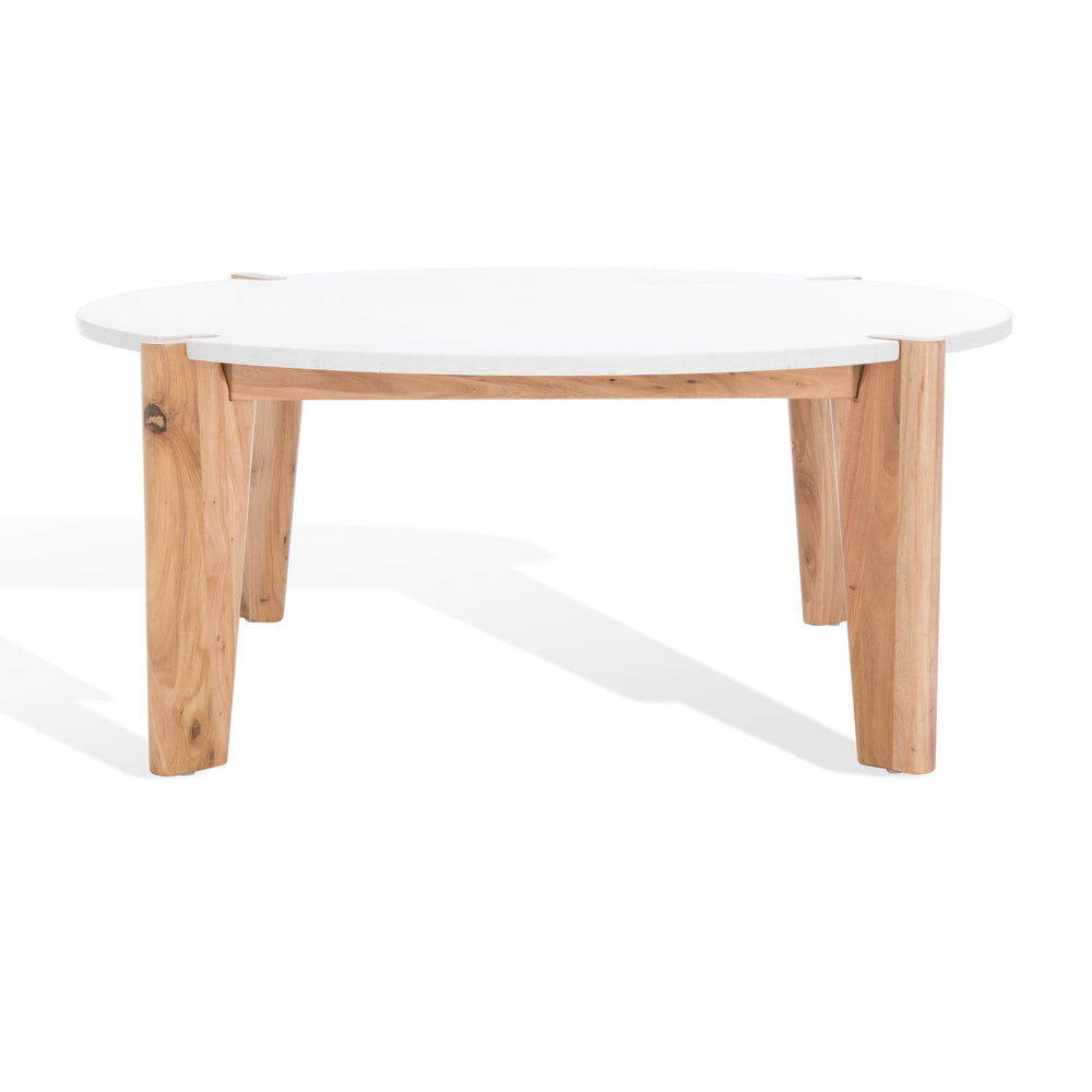 Safavieh Garcia Modern Marble Top Coffee Table – Asymmetrical Design With Elegant Wooden Legs For Your Home Natural ,White Wood ,Marble Sfv2306a