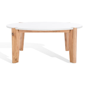 Safavieh Garcia Modern Marble Top Coffee Table – Asymmetrical Design With Elegant Wooden Legs For Your Home Natural ,White Wood ,Marble Sfv2306a