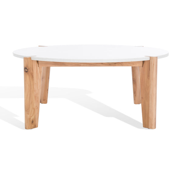 Safavieh Garcia Modern Marble Top Coffee Table – Asymmetrical Design With Elegant Wooden Legs For Your Home Natural ,White Wood ,Marble Sfv2306a