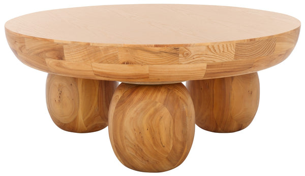 Safavieh Hayliette Round Wood Coffee Table Natural Wood SFV2309A-2BX