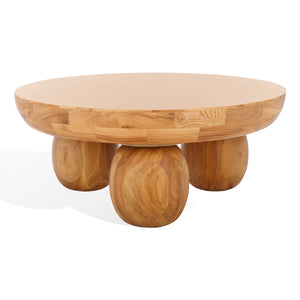 Safavieh Hayliette Round Wood Coffee Table Natural Wood SFV2309A-2BX