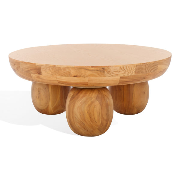 Safavieh Hayliette Round Wood Coffee Table Natural Wood SFV2309A-2BX