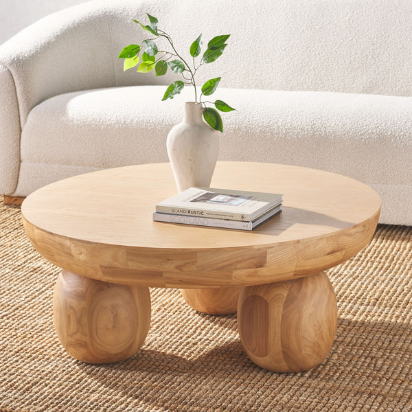 Safavieh Hayliette Round Wood Coffee Table Natural Wood SFV2309A-2BX