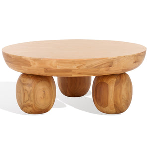 Safavieh Hayliette Round Wood Coffee Table Natural Wood SFV2309A-2BX