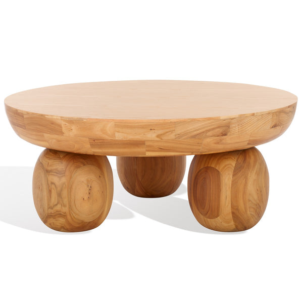 Safavieh Hayliette Round Wood Coffee Table Natural Wood SFV2309A-2BX