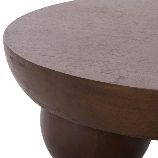 Safavieh Hayliette Solid Wood Round Coffee Table Walnut Finish Low Profile Living Room SFV2309C-2BX