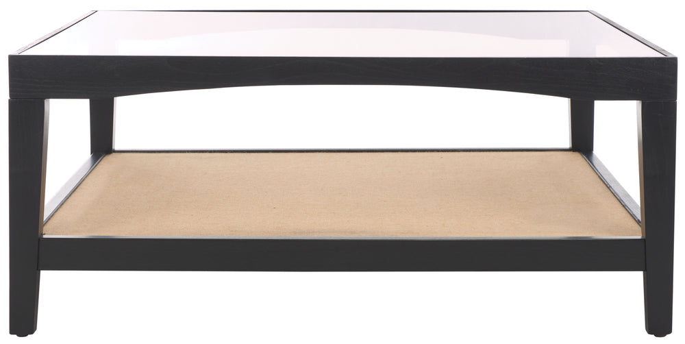 Safavieh Nicolella Square Glass And Linen Coffee Table Black SFV2311B