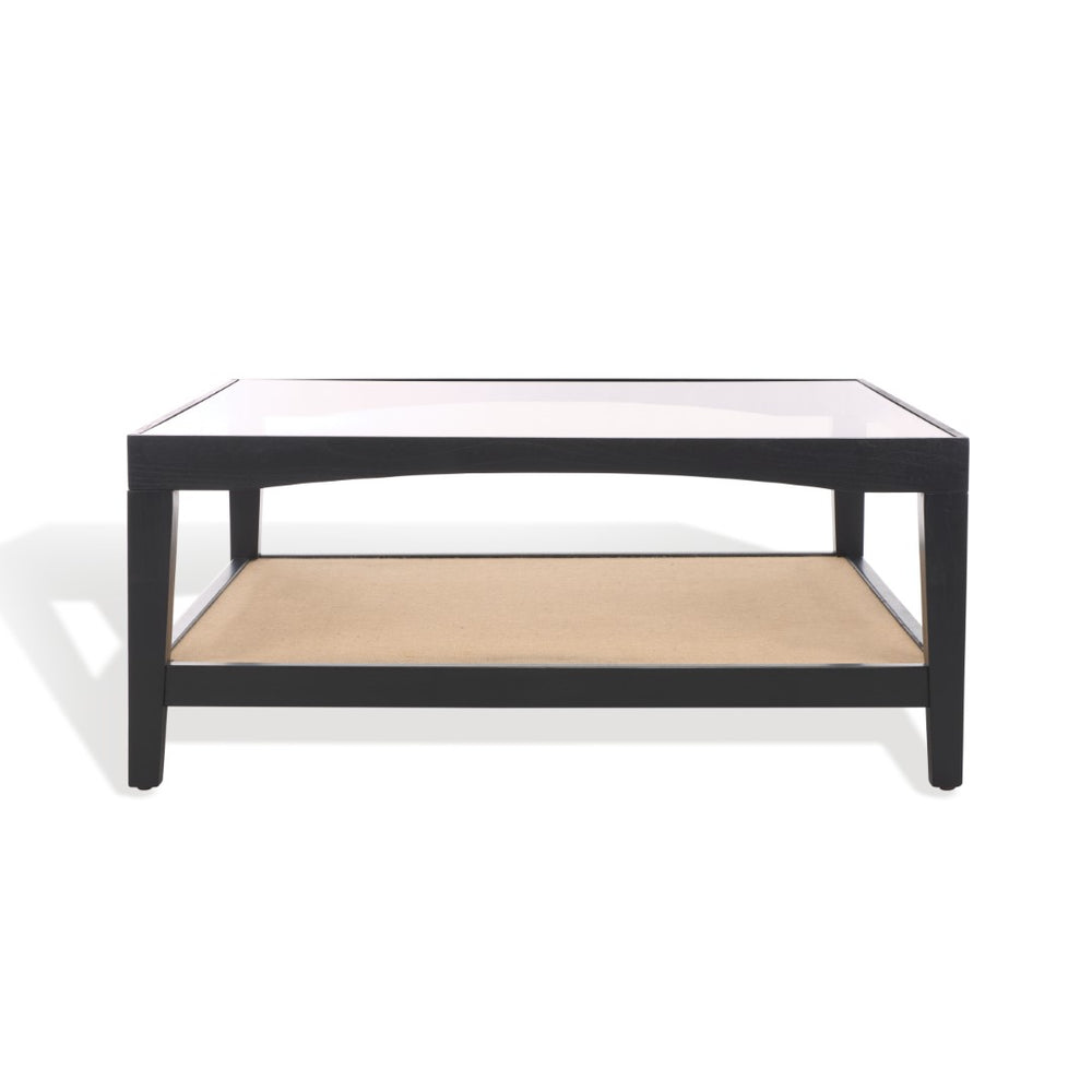 Safavieh Nicolella Square Glass And Linen Coffee Table Black SFV2311B