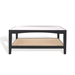 Safavieh Nicolella Square Glass And Linen Coffee Table Black SFV2311B