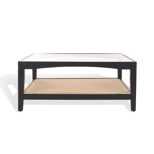 Safavieh Nicolella Square Glass And Linen Coffee Table Black SFV2311B