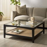 Safavieh Nicolella Square Glass And Linen Coffee Table Black SFV2311B