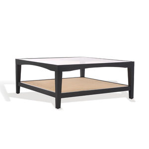 Safavieh Nicolella Square Glass And Linen Coffee Table Black SFV2311B