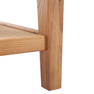 Safavieh Nicolella Elegant Glass And Elm Wood Accent Table With Linen Shelf For Stylish Home Décor Natural Wood ,Tempered Glass ,Linen Sfv2312a