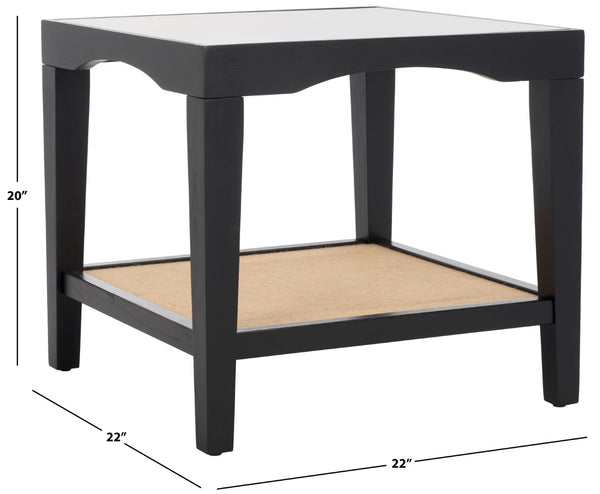 Safavieh Nicolella Square Glass And Linen Accent Table Black SFV2312B