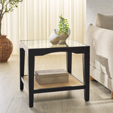 Safavieh Nicolella Square Glass And Linen Accent Table Black SFV2312B