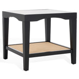 Safavieh Nicolella Square Glass And Linen Accent Table Black SFV2312B