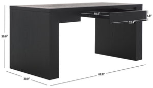 Safavieh Deborah Modern Minimalist Wood Desk With Ample Space And Elegant Elm Grain For Home Office Use Black Wood Sfv2313b-2bx