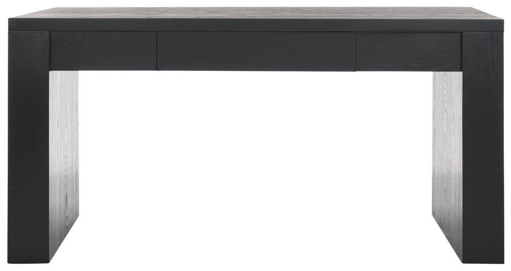Safavieh Deborah Modern Minimalist Wood Desk With Ample Space And Elegant Elm Grain For Home Office Use Black Wood Sfv2313b-2bx