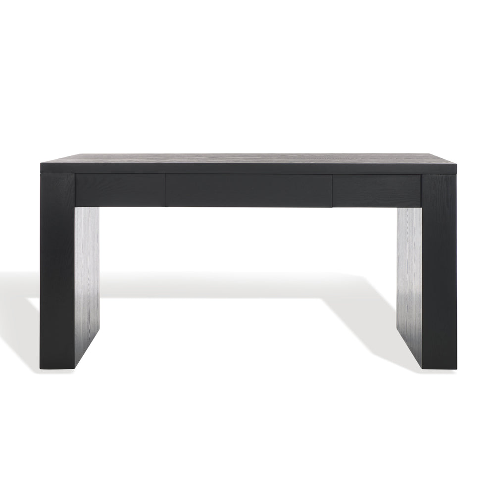 Safavieh Deborah Modern Minimalist Wood Desk With Ample Space And Elegant Elm Grain For Home Office Use Black Wood Sfv2313b-2bx