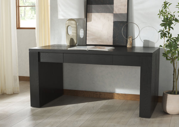 Safavieh Deborah Modern Minimalist Wood Desk With Ample Space And Elegant Elm Grain For Home Office Use Black Wood Sfv2313b-2bx