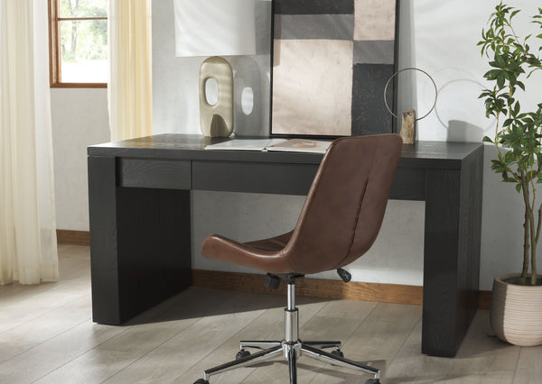 Safavieh Deborah Modern Minimalist Wood Desk With Ample Space And Elegant Elm Grain For Home Office Use Black Wood Sfv2313b-2bx