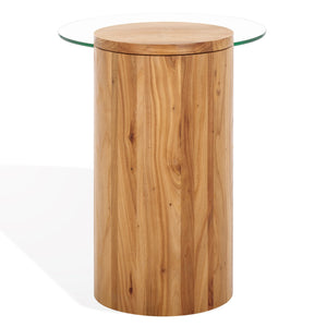 Safavieh Tasharose Wood And Glass Accent Table - Stylish Natural Decor For Modern Home Elegance & Utility Natural ,Clear Wood ,Glass Sfv2314a