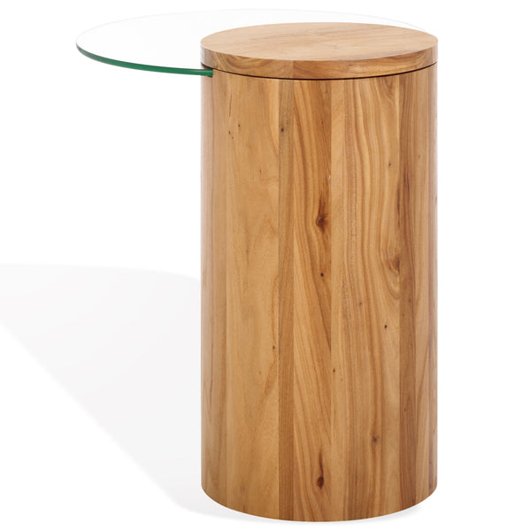 Safavieh Tasharose Wood And Glass Accent Table - Stylish Natural Decor For Modern Home Elegance & Utility Natural ,Clear Wood ,Glass Sfv2314a