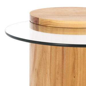 Safavieh Tasharose Wood And Glass Accent Table - Stylish Natural Decor For Modern Home Elegance & Utility Natural ,Clear Wood ,Glass Sfv2314a