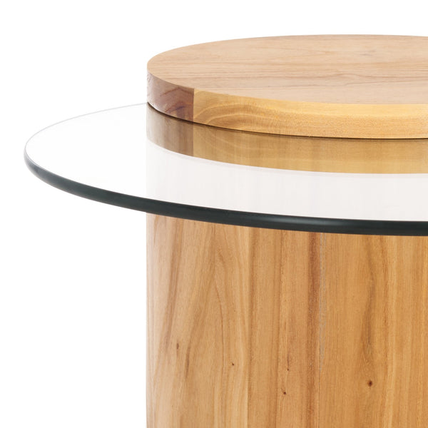 Safavieh Tasharose Wood And Glass Accent Table - Stylish Natural Decor For Modern Home Elegance & Utility Natural ,Clear Wood ,Glass Sfv2314a