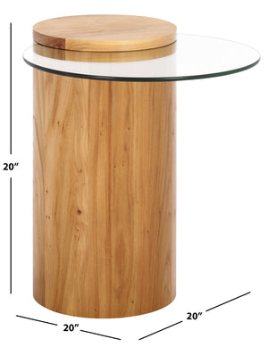 Safavieh Tasharose Wood And Glass Accent Table - Stylish Natural Decor For Modern Home Elegance & Utility Natural ,Clear Wood ,Glass Sfv2314a