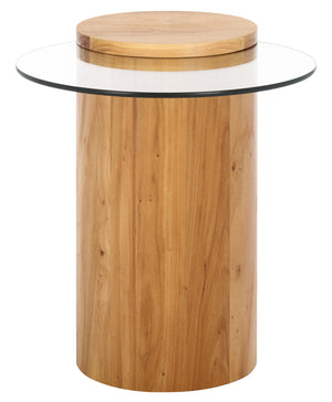 Safavieh Tasharose Wood And Glass Accent Table - Stylish Natural Decor For Modern Home Elegance & Utility Natural ,Clear Wood ,Glass Sfv2314a