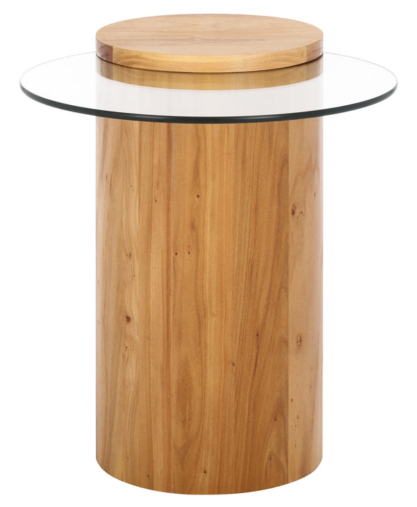 Safavieh Tasharose Wood And Glass Accent Table - Stylish Natural Decor For Modern Home Elegance & Utility Natural ,Clear Wood ,Glass Sfv2314a