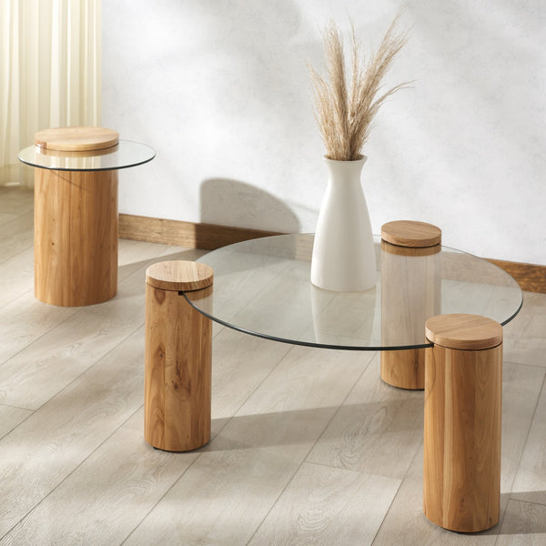 Safavieh Tasharose Wood And Glass Accent Table - Stylish Natural Decor For Modern Home Elegance & Utility Natural ,Clear Wood ,Glass Sfv2314a