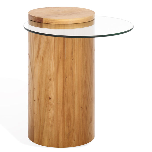 Safavieh Tasharose Wood And Glass Accent Table - Stylish Natural Decor For Modern Home Elegance & Utility Natural ,Clear Wood ,Glass Sfv2314a
