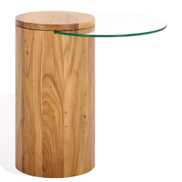 Safavieh Tasharose Wood And Glass Accent Table - Stylish Natural Decor For Modern Home Elegance & Utility Natural ,Clear Wood ,Glass Sfv2314a