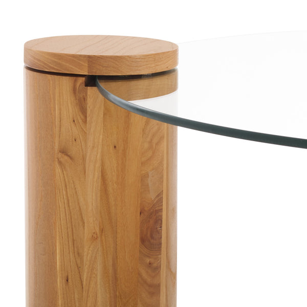 Safavieh Tasharose Wood And Glass Coffee Table - Handcrafted Natural Elm Elegance For Modern Living Rooms Natural ,Clear Wood ,Glass Sfv2315a