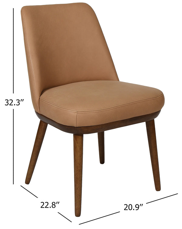 Safavieh Normandy Leather Dining Chair – Elegant Brown Italian Leather & Walnut Finish For Stylish Dining Spaces Brown ,Walnut Wood ,Leather ,Foam Sfv2400a-set2