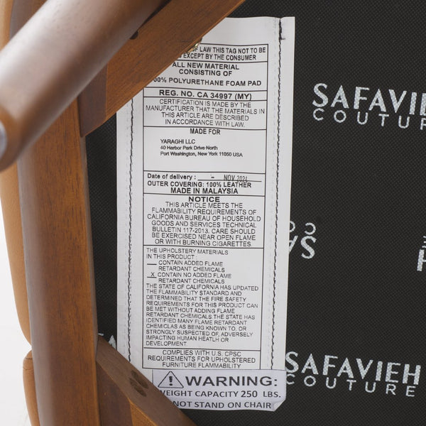 Safavieh Normandy Leather Dining Chair – Elegant Brown Italian Leather & Walnut Finish For Stylish Dining Spaces Brown ,Walnut Wood ,Leather ,Foam Sfv2400a-set2