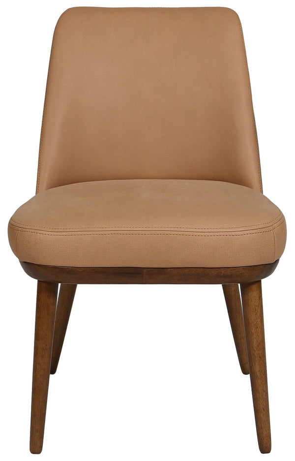 Safavieh Normandy Leather Dining Chair – Elegant Brown Italian Leather & Walnut Finish For Stylish Dining Spaces Brown ,Walnut Wood ,Leather ,Foam Sfv2400a-set2