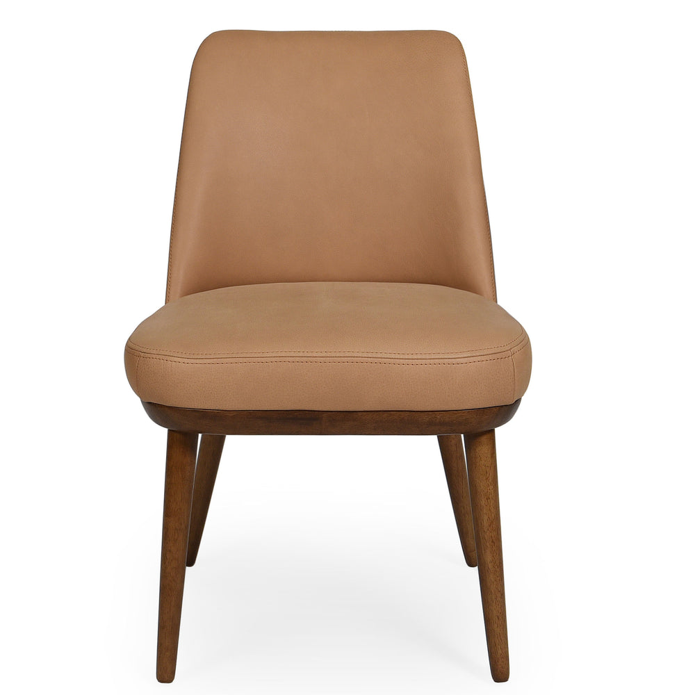 Safavieh Normandy Leather Dining Chair – Elegant Brown Italian Leather & Walnut Finish For Stylish Dining Spaces Brown ,Walnut Wood ,Leather ,Foam Sfv2400a-set2